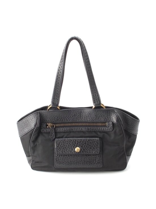 Prada Handbags - Prada Leather Nylon Trim Handbag Black